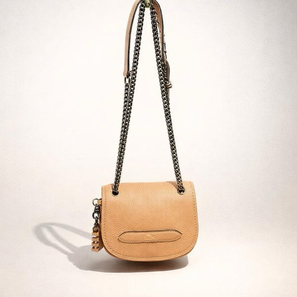 Coach Handbags - Coach Beige Leather Crossbody Bag with Chain